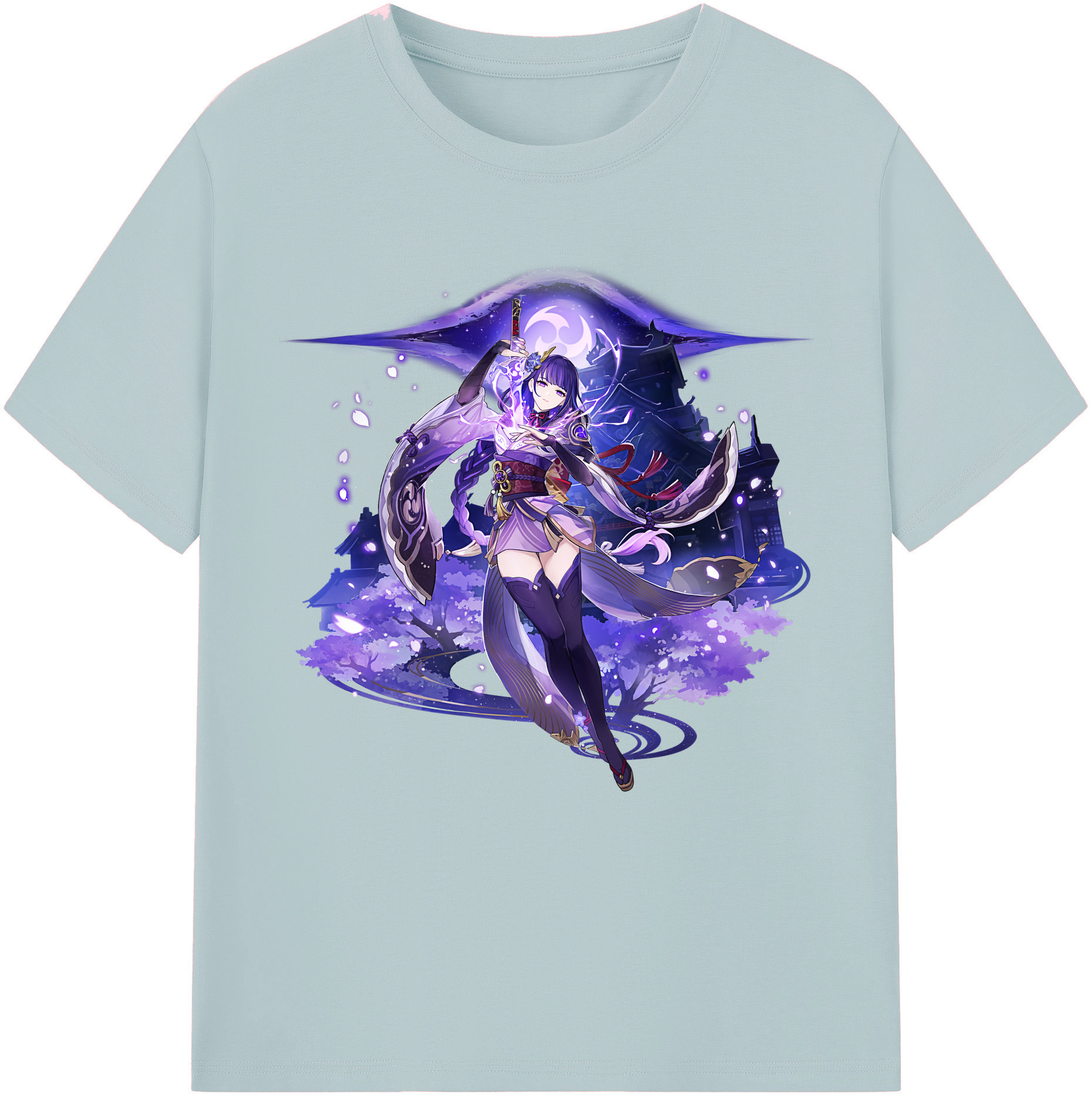 げんし神 雷電将軍 らいでんしょうぐん genshin Raiden Shogun 綿100％半袖Tシャツ（フロントプリント）